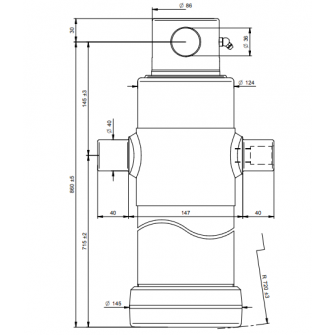 Teleskopski cilinder 2 stopnje 13 ton 1395mm z luknjo 4029F